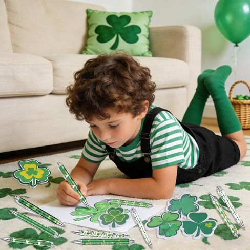 108 قطعة من أقلام عيد القديس باتريك والملاحظات اللاصقة السائبة باللون الأخضر نبات النفل مذكرة لاصقة مع أشرطة هدايا زملاء العمل لهدايا عيد القديس باتريك الثابتة والمكاتب والفصول الدراسية in Kuwait