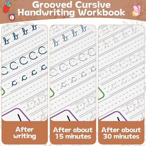 chiazllta 4 Pack Grooved Cursive Handwriting Practice Kit with Disappearing Ink Pens Magic Reusable Grooved Cursive Writing Workbooks Copybook for Beginners （Words&Sentence&Reading&Letters in Saudi Arabia