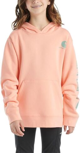Carhartt Kid's CA7057 Long-Sleeve Graphic Sweatshirt - Girls - X-Small (XS/7) - Peach Amber in Saudi Arabia