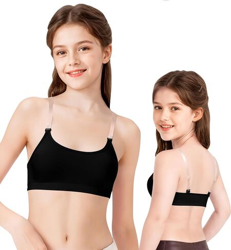 WYHDY Seamless Dance Bra for Teen Girls Nude Training Bra with 2 Pairs of Clear Straps Removable Pads in Saudi Arabia