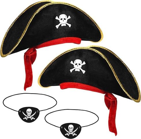طقم قبعات القراصنة للهالوين مكون من 4 قطع ملحقات القراصنة قبعات الحفلات الممتعة زي حفلات الكبار تحت عنوان القراصنة لوازم الحفلات in Kuwait