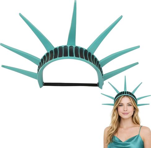 تمثال الحرية على شكل تاج، غطاء رأس قبعة تيارا ذات 7 مسامير، إكسسوارات أزياء بمقاس واحد، حزام مرن قابل للتعديل من أجل الأزياء التنكرية الأمريكية الوطنية في الولايات المتحدة الأمريكية، حدث الهالوين، الحفلات ذات الطابع الخاص، تذكار in Saudi Arabia