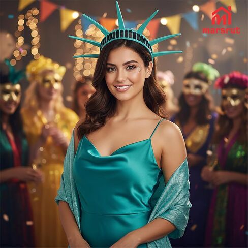 تمثال الحرية على شكل تاج، غطاء رأس قبعة تيارا ذات 7 مسامير، إكسسوارات أزياء بمقاس واحد، حزام مرن قابل للتعديل من أجل الأزياء التنكرية الأمريكية الوطنية في الولايات المتحدة الأمريكية، حدث الهالوين، الحفلات ذات الطابع الخاص، تذكار in Saudi Arabia