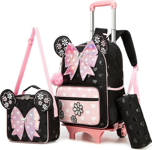 Meetbelify Girls Rolling Backpack with Wheels Kids Wheels Backpack for Girls in Kuwait