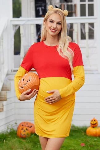 For G and PL Halloween Womens Pregnant Maternity Pregnancy Winnie Costume Nursing Dress Multicoloured S in Saudi Arabia