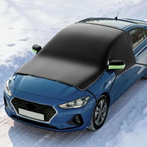 غطاء الزجاج الأمامي للسيارة للثلج والثلج، غطاء ثلجي مغناطيسي كبير للزجاج الأمامي مع نافذة جانبية وواقي مرآة الرؤية الخلفية، درع الصقيع العالمي لمعظم السيارات وسيارات الدفع الرباعي والشاحنات الصغيرة في الجليد والثلج in Kuwait