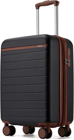 حقيبة كونو كبيرة مقاس 28 بوصة، قابلة للتوسيع للرحلات الطويلة، ABS+PC وعجلات صامتة مقاومة للصدمات، سوداء، حقيبة صلبة خفيفة الوزن، حقيبة دوارة ناعمة للسفر، أسود/بني in Kuwait