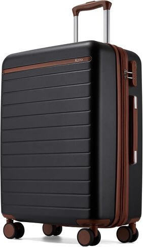 Kono 28 Inch Large Suitcase, Expandable for Long Trips, Impact-Resistant ABS+PC & Silent Wheels, Black, Lightweight Hardshell Luggage, Smooth Rolling Spinner Suitcase for Travel，Black/Brown in Saudi Arabia