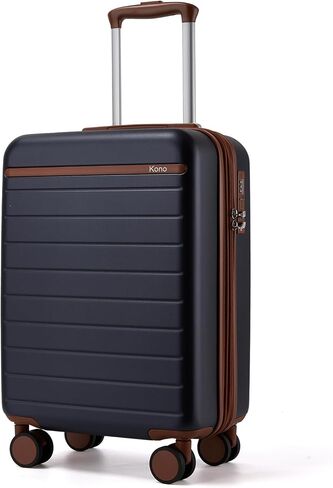 Kono 28 Inch Large Suitcase, Expandable for Long Trips, Impact-Resistant ABS+PC & Silent Wheels, Black, Lightweight Hardshell Luggage, Smooth Rolling Spinner Suitcase for Travel，Black/Brown in Saudi Arabia