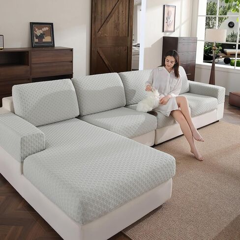 Couch Cover, Stretch Sofa Cover, Soft Seat Cushion Covers Washable, Sectional L Shape Sofa Slipcover, Wear Stain Resistant Pet Friendly Furniture Protector for Home(1 Back Cover, Dark Gray) in Saudi Arabia