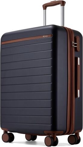 Kono 28 Inch Large Suitcase, Expandable for Long Trips, Impact-Resistant ABS+PC & Silent Wheels, Black, Lightweight Hardshell Luggage, Smooth Rolling Spinner Suitcase for Travel，Black/Brown in Saudi Arabia