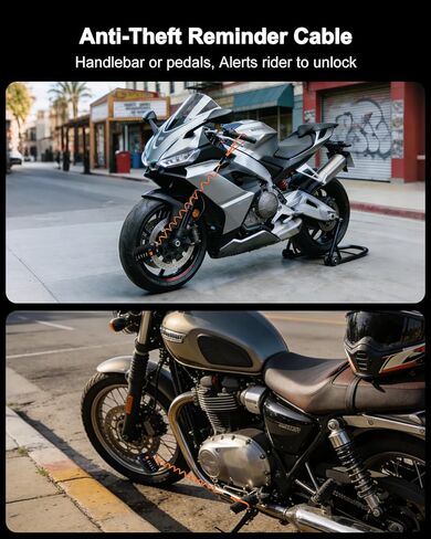 قفل فرامل قرص الدراجة النارية، أقفال دراجة نارية مضادة للسرقة، أمان عالي، قفل فرامل عجلة مكون من 4 أرقام، سبيكة مقاومة للماء مع كابل تذكير ومفاتيح للدراجات النارية، والدراجات الإلكترونية، والدراجات البخارية، والدراجات الجبلية in Kuwait