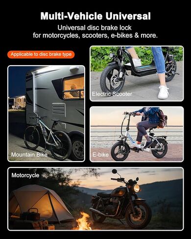 قفل فرامل قرص الدراجة النارية، أقفال دراجة نارية مضادة للسرقة، أمان عالي، قفل فرامل عجلة مكون من 4 أرقام، سبيكة مقاومة للماء مع كابل تذكير ومفاتيح للدراجات النارية، والدراجات الإلكترونية، والدراجات البخارية، والدراجات الجبلية in Kuwait