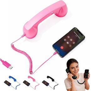 سماعة هاتف ريترو، سماعة هاتف ريترو للهاتف، أجهزة هاتف سلكية من النوع C طراز ريترو، جهاز استقبال بمقبض أرضي لمؤتمرات الفيديو المحمولة والمكالمات والاجتماعات (وردي) in Kuwait