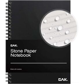 GAK. Stone Paper Waterproof Spiral Notebook, 7.20"x10.11", 50 sheets, Durable Notebook, Eco-Friendly Mineral Stone Paper Notebook, Waterproof Notepad, Ruled, Black in Saudi Arabia