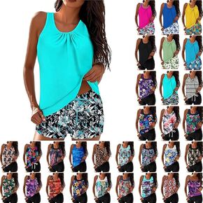 Womens Swimsuits Tummy Control High Waisted Blouson Modest Tankini Bathing Suits 2026 Swim Tank Top with Swim Shorts in Saudi Arabia