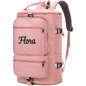 حقيبة رياضية من القماش الخشن، حقيبة ظهر مطرزة مخصصة لصالة الألعاب الرياضية سعة 35 لتر للرجال والنساء، حقيبة سفر لعطلة نهاية الأسبوع مع حجرة للأحذية والكمبيوتر المحمول، حقيبة للتمرين طوال الليل (وردي) in Kuwait