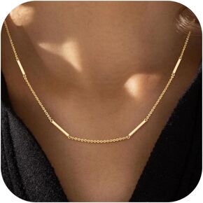 قلادة ذهبية فضية أنيقة للنساء غير مشوهة، سلسلة مطلية بالذهب عيار 14 قيراط قلادة بسيطة، مجوهرات أنيقة بسيطة للارتداء اليومي in Kuwait