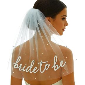 Bride to Be Sash Veil إكسسوارات حفلات العازبة، حجاب الزفاف، حجاب قصير أبيض للعروس، حجاب رأس مع مشط لحفلات الزفاف العازبة in Kuwait