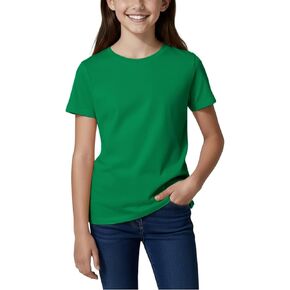 Girls Short Sleeve T Shirt Kids 100% Cotton Summer Tops Basic Crewneck Tees 3-14 Years in Kuwait