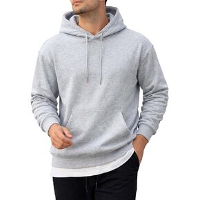 Men's Hoodie Pullover Fleece Lined Sweatshirts Lightweight Cotton Blend hoodies Loose Tops in Saudi Arabia