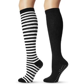 2 Pairs Bamboo Viscose Compression Socks for Women&Men Knee High Support Non-Slip Dots in Kuwait