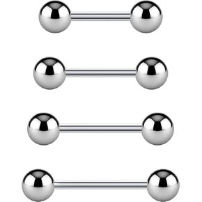 Tongue Rings Surgical Steel 6pc - Tongue Rings 14 Gauge For Women Hypoallergenic - Sexy 14g Straight Barbells In 12mm (1/2), 14mm (9/16), 16mm (5/8) Long Bar Piercing Jewelry Set in Saudi Arabia