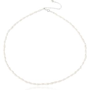 JaruJaru 925 Sterling Silver Mini Keshi Pearl Necklace – 2-3mm Tiny White Freshwater Pearls, Adjustable Chain (40-45cm), Dainty Layering Necklace for Women in Saudi Arabia