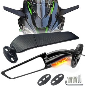 كبيرة الحجم LED بدوره أضواء الإشارة دراجة نارية المرايا الشبح الرياح الجناح الجانب مرايا الرؤية الخلفية متوافقة مع 2025 النينجا 500 SE النينجا 650 النينجا 400 300 2025 ZX6R ZX10R ZX4RR ZX14R in Kuwait