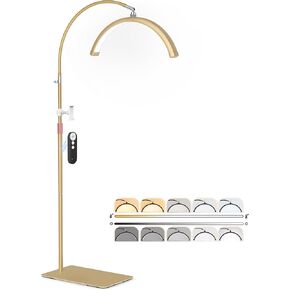 ضوء نصف قمر لتكنولوجيا الرموش، مصباح رموش مرن مع حامل هاتف للعناية بالبشرة وشم الرموش، مصباح أرضي LED مع 5 درجات حرارة ألوان وإعدادات سطوع in Kuwait