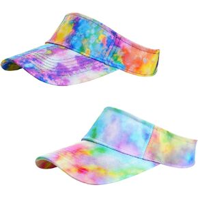 2 Pieces of Tie Dye Sun Visor Hats Gradient Colorful Adjustable Sport Visors Cap Visors for Women and Men (One Size) in Saudi Arabia