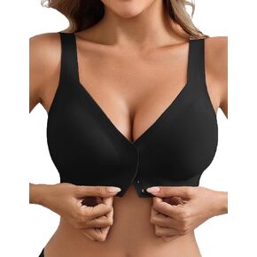 Avidlove Front Closure Bras for Women No Underwire Seamlesss Bra Wireless Push Up Bra Tshirt Bralette Black XXL in Kuwait