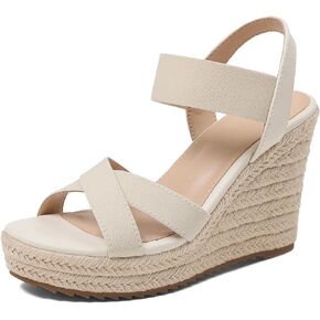 mikarka Women's Open Toe Espadrilles Wedge Sandal Slip On Elastic Ankle Strap Platform Sandals Dressy Comfortable Wedges Shoe in Saudi Arabia