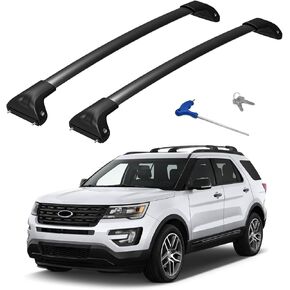 قضبان متقاطعة لحامل السقف بوزن 300 رطل متوافقة مع Ford Explorer 2016 2017 2018 2019 Limited/XLT/Sport/Platinum شديدة التحمل من الألومنيوم وقضبان سقف قابلة للقفل وقضبان عرضية على السطح لحمل البضائع والأمتعة in Kuwait