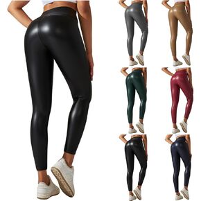 السراويل الجلدية للنساء طماق جلدية بسط مثير عالية الخصر البطن التحكم Pleather السراويل نحيل بو السراويل in Kuwait