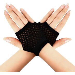 Short Fishnet Gloves Fingerless for Women Fashion Mesh Neon Pink Fishnets Rave Gloves in Saudi Arabia