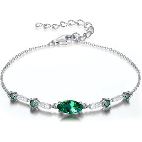 هدايا إلكترونية لأساور جوهرة ميلادها: 5A CZ حقيقي 18 قيراط مطلي بالذهب الأبيض/الأصفر 925 من الفضة الإسترلينية - هدية عيد ميلاد للنساء والزوجة والأم والابنة والصديقة in Kuwait