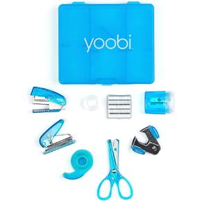 مجموعة لوازم المكتب الصغيرة Yoobi Blue - مجموعة لوازم مدرسية صغيرة للأطفال والكبار - تتضمن مقصًا ودباسة صغيرة ومزيل دبابيس ودبابيس وموزع أشرطة والمزيد - مجموعة لوازم المدرسة أو المنزل أو المكتب in Kuwait