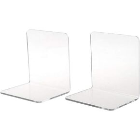 2-Pack Transparent Acrylic Bookends, L-Shaped Desktop Book Organizer, Desktop Stand, Stand for Office and Study Use in Kuwait