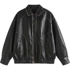 Bakyarder Womens Oversized Y2K Faux Leather Jackets Vintage Plus Size Fashion Motorcycle Coats Fall Fashion Outfits 2025 in Kuwait