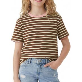 تي شيرت للفتيات من Kids4ever بأكمام قصيرة تي شيرت مخطط بألوان متعددة للفتيات من عمر 9 إلى 16 سنة in Kuwait