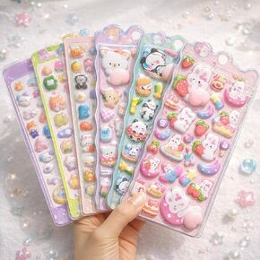 Mini 3D Puffy Stickers, 230+ Kawaii Cute Stickers (6 Sheets, 2 Styles), Soft Raised Bubble Stickers for Phone Case, Journals, Planners, Scrapbooking, DIY Decor in Saudi Arabia
