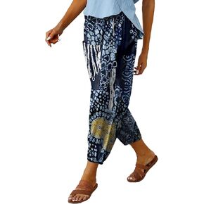 WROLEM Womens High Waist Pants Drawstring Wide Leg Cropped Casual Loose Capris with Pockets for Women in Kuwait