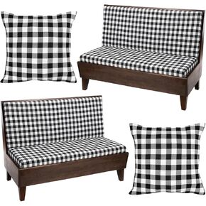 6 قطع من أغطية وسائد Rv Dinette أغطية وسائد مربعة ومقاعد حجرة طعام صغيرة قابلة للغسل وغطاء مقعد RV لمقعد السيارة مع 2 كيس وسادة، 2 مسند ظهر و2 غطاء مقعد (أسود) in Kuwait