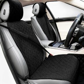 قطعتان من أغطية مقاعد السيارة من الكتان للمقاعد الأمامية، واقي مقعد السيارة من نسيج القماش المسامي - أغطية مقاعد قماشية عالمية تناسب السيارات والشاحنات وسيارات الدفع الرباعي والشاحنات ولجميع المواسم - وردي in Kuwait