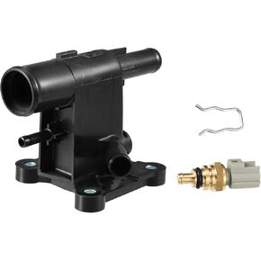 Water Outlet Connect Adapter w/Temp Sensor Replacement for Ford Focus 2012-2018 for Ford EcoSport 2018-2020, CP9Z-8K556-B 7C1Z-12A648-A Metal Black 1Pc in Kuwait