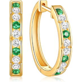 مويسانيتي الزمرد 15mm / 20mm أقراط هوب للنساء الرجال، هيبوالرجينيك 925 الفضة الاسترليني الذهب الأبيض / الذهب الأصفر الأقراط، عيد ميلاد عيد الحب مجوهرات لها / له in Kuwait