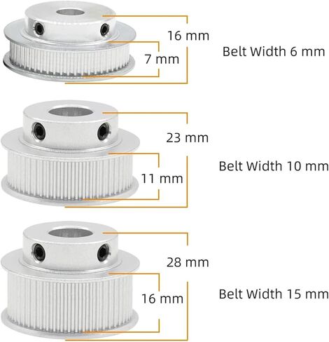 2GT Timing Pulley 60T 65T Circle-arc Tooth Pitch 2mm Width 5-12mm Bore 5-14 1Pcs(6.35 mm,65T-Belt Width 6mm) in Saudi Arabia