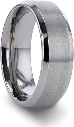 Taram Men’s Titanium Wedding Band Brushed Center Flat Ring with Polished Beveled Edges - 6mm - 8mm in Saudi Arabia
