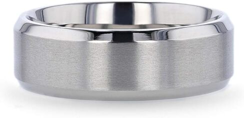 Taram Men’s Titanium Wedding Band Brushed Center Flat Ring with Polished Beveled Edges - 6mm - 8mm in Saudi Arabia